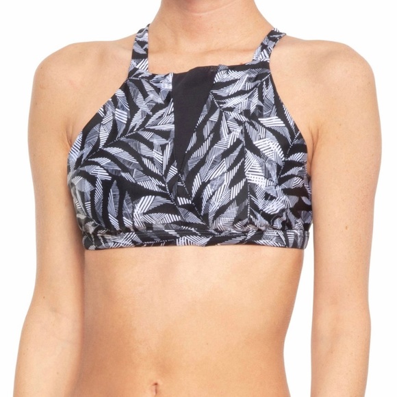 Prana Other - PRANA • NWT! “Regan” High Neck UPF 50+ Bikini Top - Black Springtime - Size S
